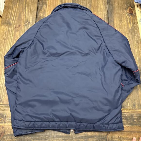 Outerwear From Sears Blue Puffer Jacket Size Tall Large Vintage Warm Red Striped - Picture 8 of 11